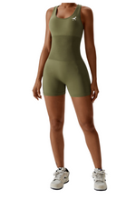 Ready To Run - Romper - OLIVE x WHITE