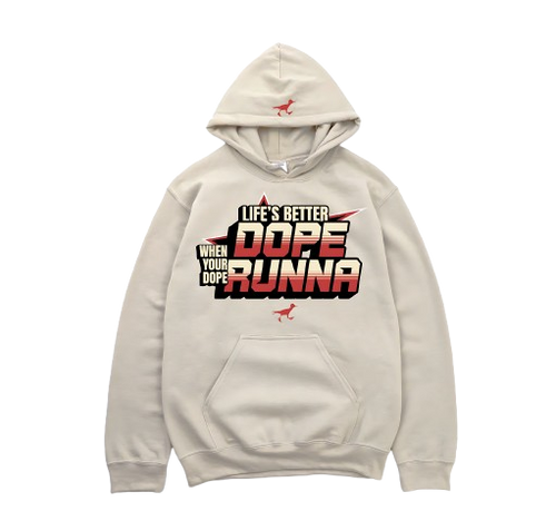LIFE BETTER WHEN YOUR DOPE - HOODIE - TAN X RED