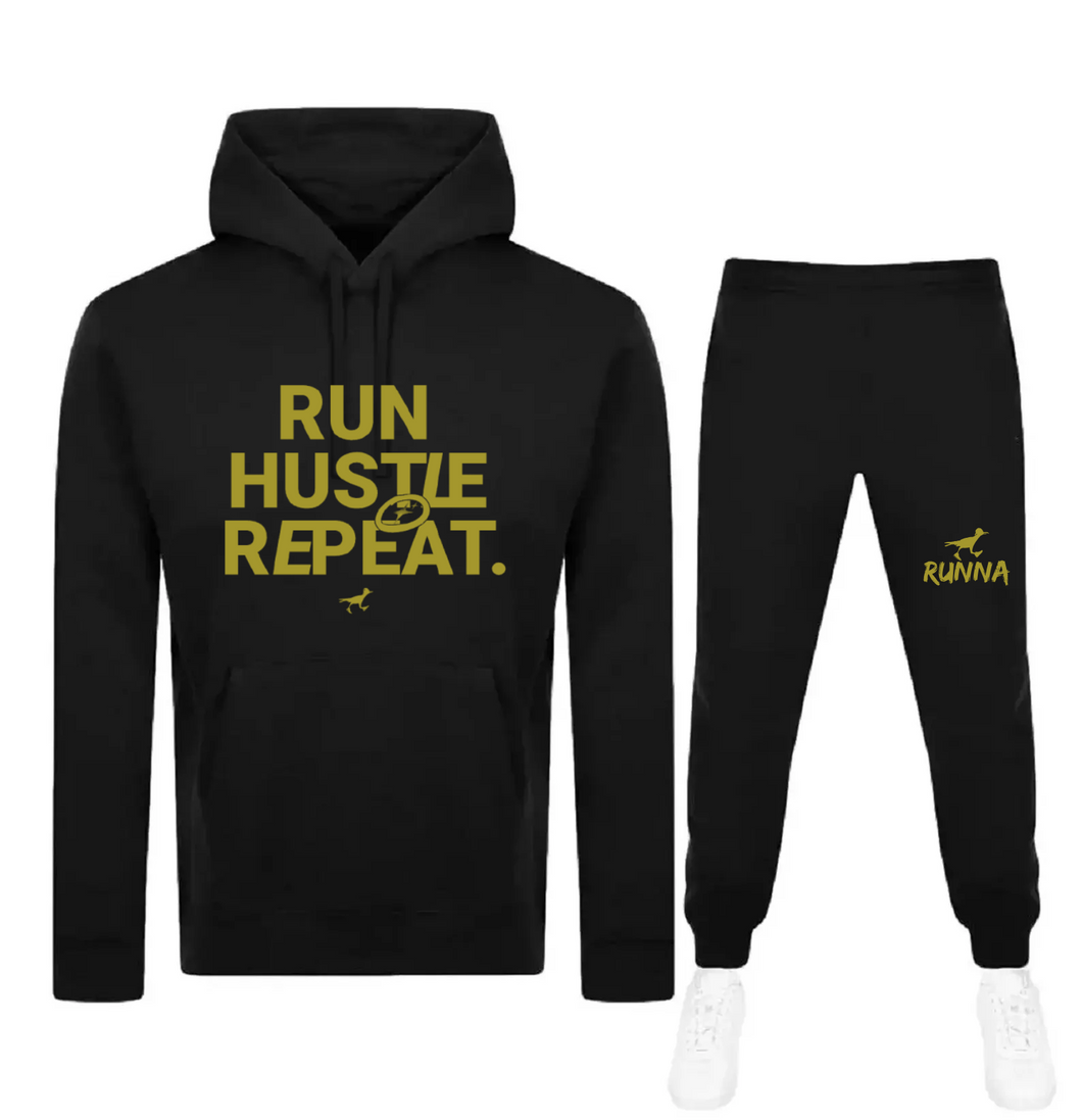 Run Hustle Repeat - SweatSuit -  Black X Gold