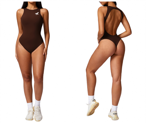 Run Free - BodySuit - BROWN x WHITE